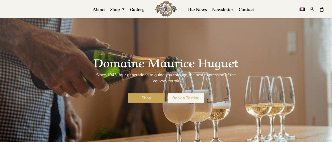Vouvray Huguet旧Webサイトのホーム画面